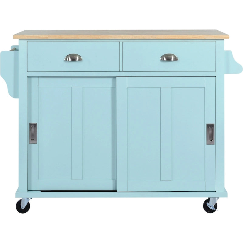 Chariot de cuisine avec plan de travail rabattable en bois d'hévéa (tabouret non inclus)