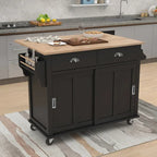Chariot de cuisine avec plan de travail rabattable en bois d'hévéa (tabouret non inclus)