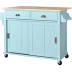 Chariot de cuisine avec plan de travail rabattable en bois d'hévéa (tabouret non inclus)