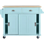 Chariot de cuisine avec plan de travail rabattable en bois d'hévéa (tabouret non inclus)