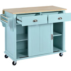 Chariot de cuisine avec plan de travail rabattable en bois d'hévéa (tabouret non inclus)