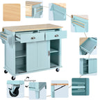 Chariot de cuisine avec plan de travail rabattable en bois d'hévéa (tabouret non inclus)