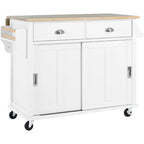 Chariot de cuisine avec plan de travail rabattable en bois d'hévéa (tabouret non inclus)