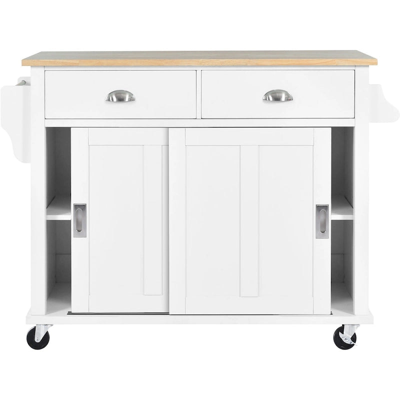 Chariot de cuisine avec plan de travail rabattable en bois d'hévéa (tabouret non inclus)