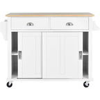 Chariot de cuisine avec plan de travail rabattable en bois d'hévéa (tabouret non inclus)