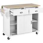 Chariot de cuisine avec plan de travail rabattable en bois d'hévéa (tabouret non inclus)