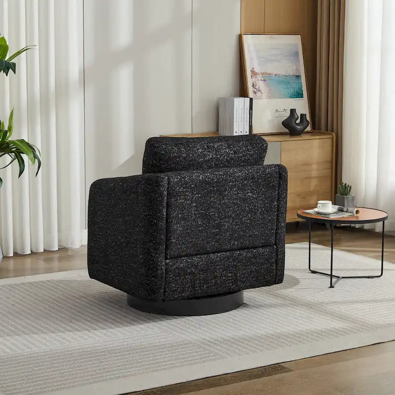 Fauteuil pivotant en chenille noir et gris de 80 cm