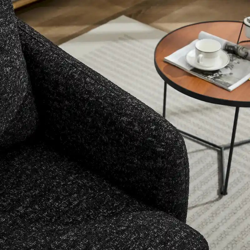 Fauteuil pivotant en chenille noir et gris de 80 cm