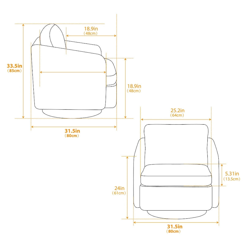 Fauteuil pivotant en chenille noir et gris de 80 cm