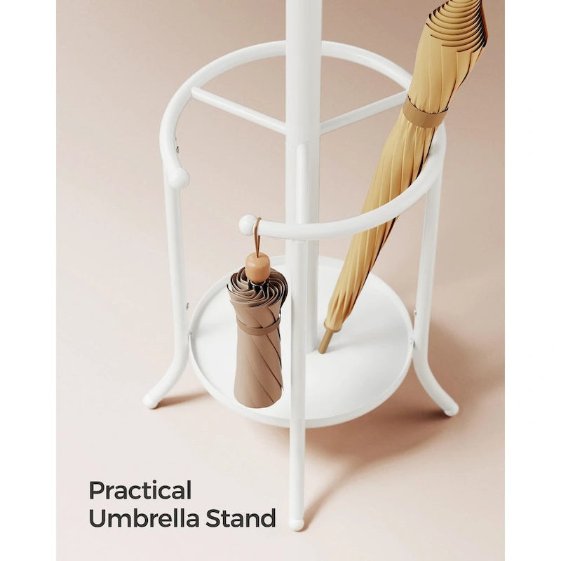 Porte-manteau sur pied moderne avec cadre en métal et porte-parapluie pour la maison et le bureau - 39,9 P x 39,9 L x 175 H cm