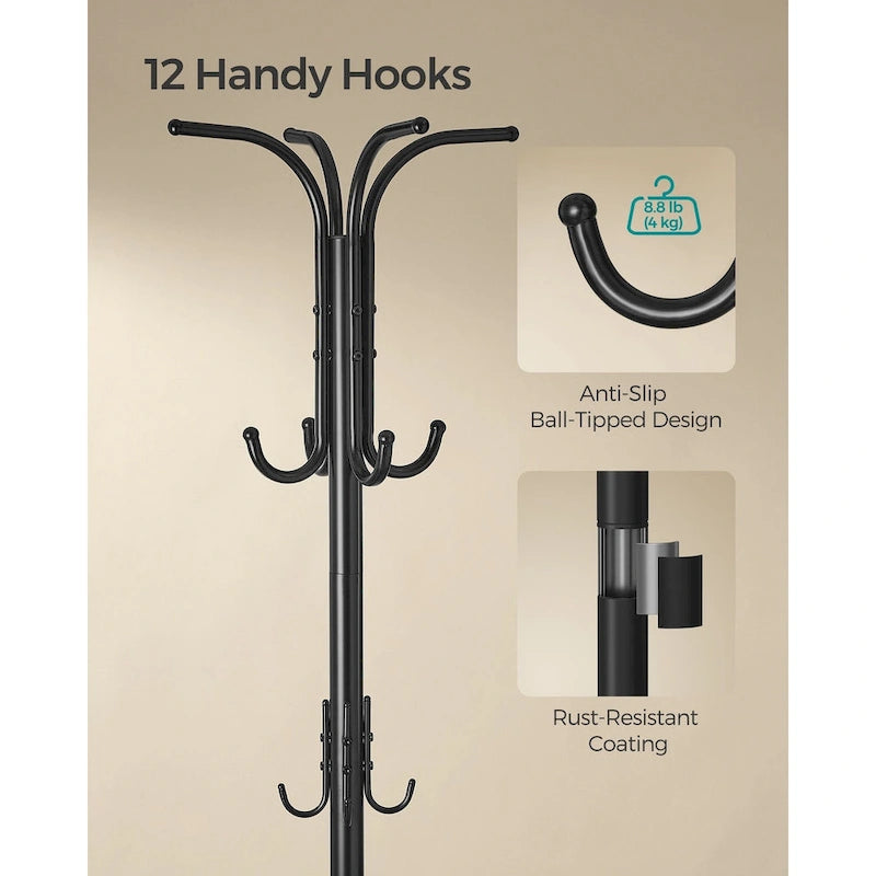 Porte-manteau sur pied moderne avec cadre en métal et porte-parapluie pour la maison et le bureau - 39,9 P x 39,9 L x 175 H cm
