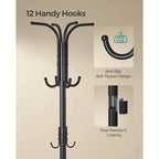 Porte-manteau sur pied moderne avec cadre en métal et porte-parapluie pour la maison et le bureau - 39,9 P x 39,9 L x 175 H cm
