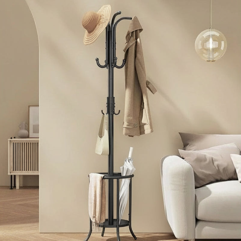Porte-manteau sur pied moderne avec cadre en métal et porte-parapluie pour la maison et le bureau - 39,9 P x 39,9 L x 175 H cm