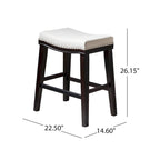 Tabouret de comptoir contemporain rembourré en forme de selle avec garniture cloutée
