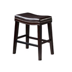 Tabouret de comptoir contemporain rembourré en forme de selle avec garniture cloutée