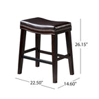 Tabouret de comptoir contemporain rembourré en forme de selle avec garniture cloutée