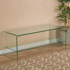 Meuble TV console avec étagère en verre
