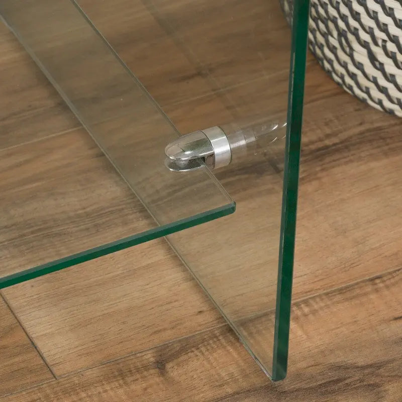 Meuble TV console avec étagère en verre