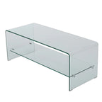 Meuble TV console avec étagère en verre