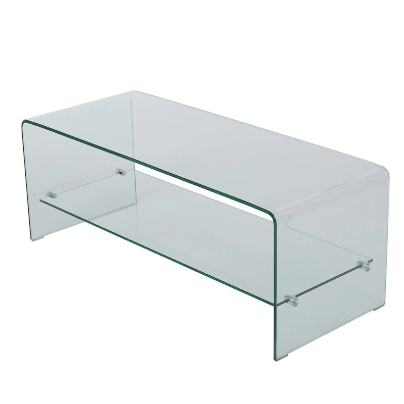 Meuble TV console avec étagère en verre