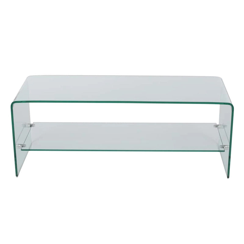 Meuble TV console avec étagère en verre