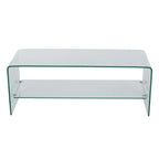 Meuble TV console avec étagère en verre