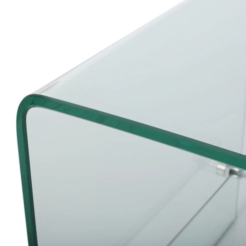 Meuble TV console avec étagère en verre