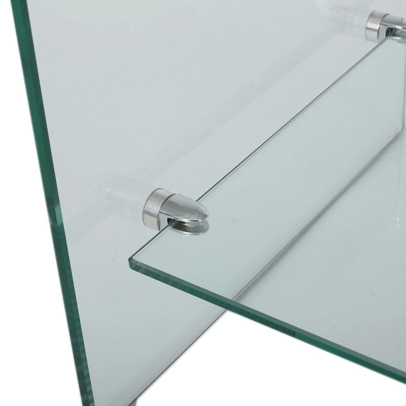 Meuble TV console avec étagère en verre