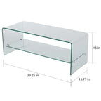 Meuble TV console avec étagère en verre