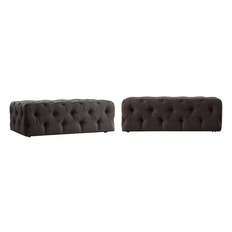 Pouffe rectangulaire capitonné sur roulettes