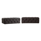 Pouffe rectangulaire capitonné sur roulettes