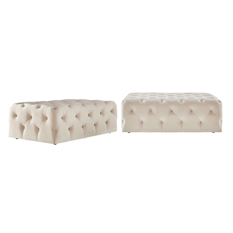 Pouffe rectangulaire capitonné sur roulettes