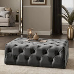 Pouffe rectangulaire capitonné sur roulettes