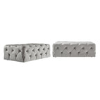 Pouffe rectangulaire capitonné sur roulettes