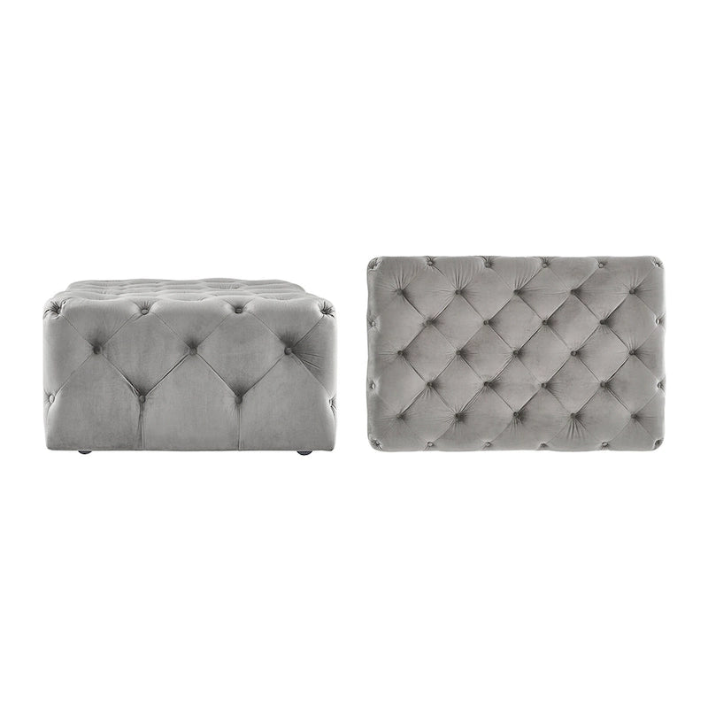 Pouffe rectangulaire capitonné sur roulettes