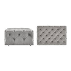 Pouffe rectangulaire capitonné sur roulettes