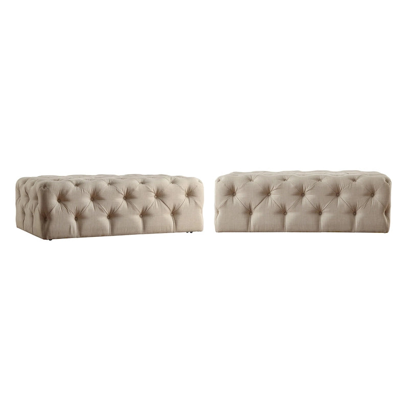 Pouffe rectangulaire capitonné sur roulettes