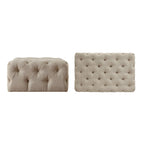 Pouffe rectangulaire capitonné sur roulettes