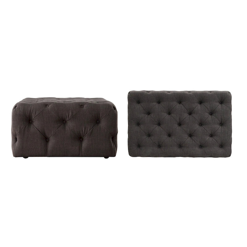 Pouffe rectangulaire capitonné sur roulettes