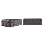 Pouffe rectangulaire capitonné sur roulettes