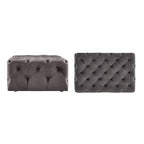 Pouffe rectangulaire capitonné sur roulettes