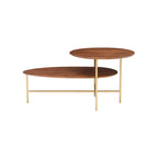 Table basse ovale à deux niveaux de style milieu de siècle