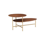 Table basse ovale à deux niveaux de style milieu de siècle