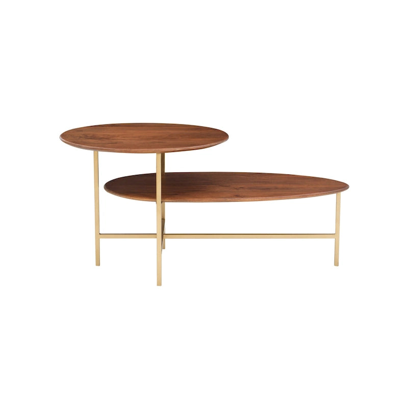 Table basse ovale à deux niveaux de style milieu de siècle