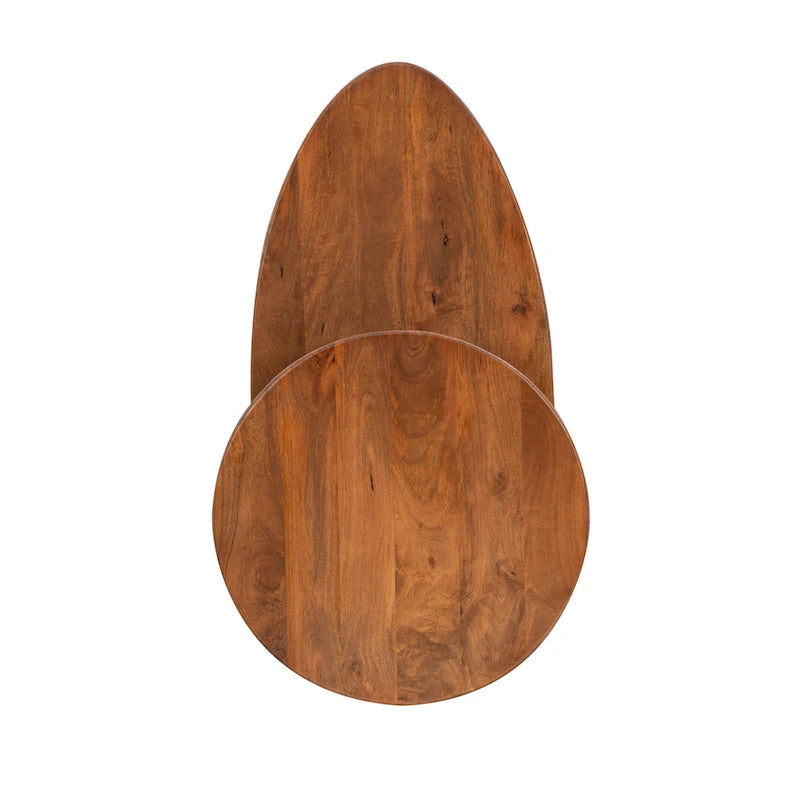 Table basse ovale à deux niveaux de style milieu de siècle