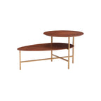 Table basse ovale à deux niveaux de style milieu de siècle