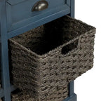 Meuble de rangement 2 tiroirs en bois avec 4 paniers en rotin, 28 po