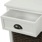Meuble de rangement 2 tiroirs en bois avec 4 paniers en rotin, 28 po