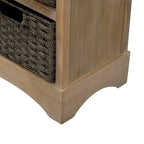 Meuble de rangement 2 tiroirs en bois avec 4 paniers en rotin, 28 po