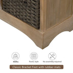 Meuble de rangement 2 tiroirs en bois avec 4 paniers en rotin, 28 po